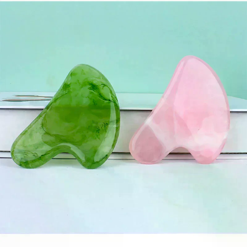 Gua Sha Tool Rose Quartz - Alat Pijat Wajah Batu Giok Alami,