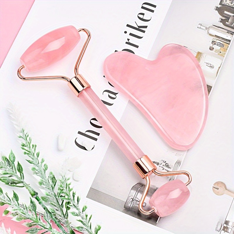 Gua Sha Tool Rose Quartz - 2 Buah Batu Gua Sha Baru