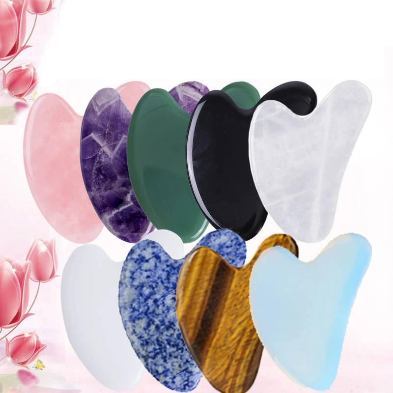 Gua Sha Tool Rose Quartz - 10 buah alami giok Gua Sha