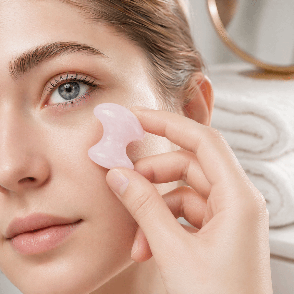 Batu Pijat Kristal Rose Quartz - Gua Sha Tool Rose Quartz ulasan dan harga