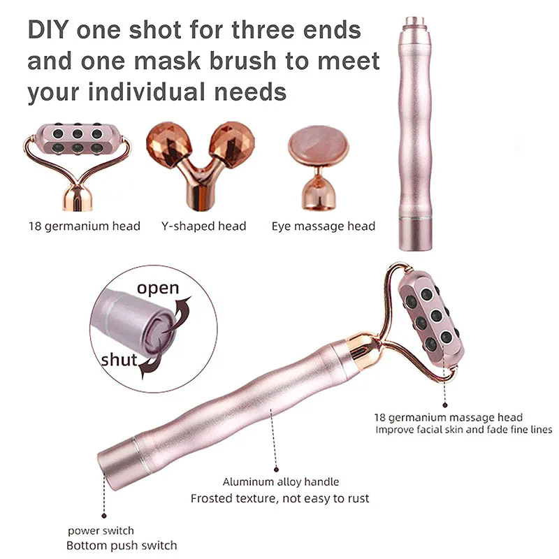 3 In 1 3D Roller Batu Germaniu - Gua Sha Tool Rose Quartz ulasan dan harga
