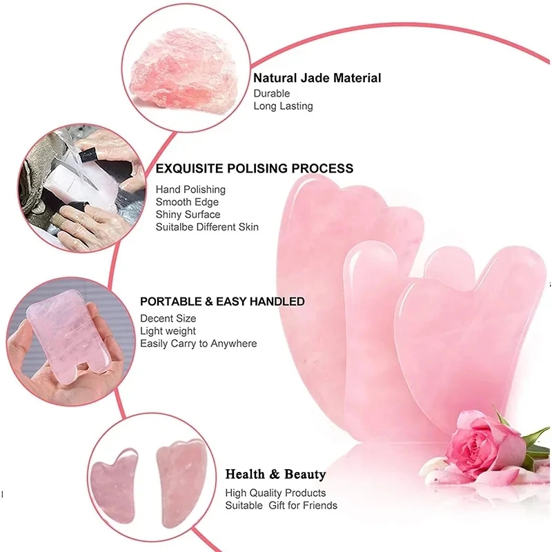 Alat Kecantikan Anti Penuaan P - Gua Sha Tool Rose Quartz ulasan dan harga