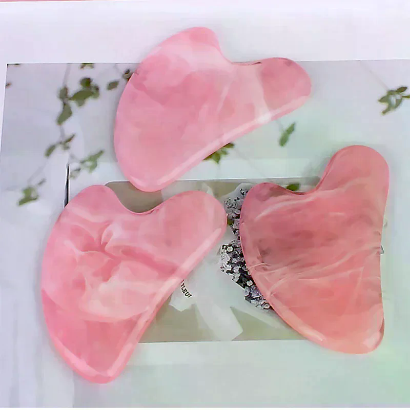 Alat Pijat Wajah Batu Giok Ala - Gua Sha Tool Rose Quartz ulasan dan harga